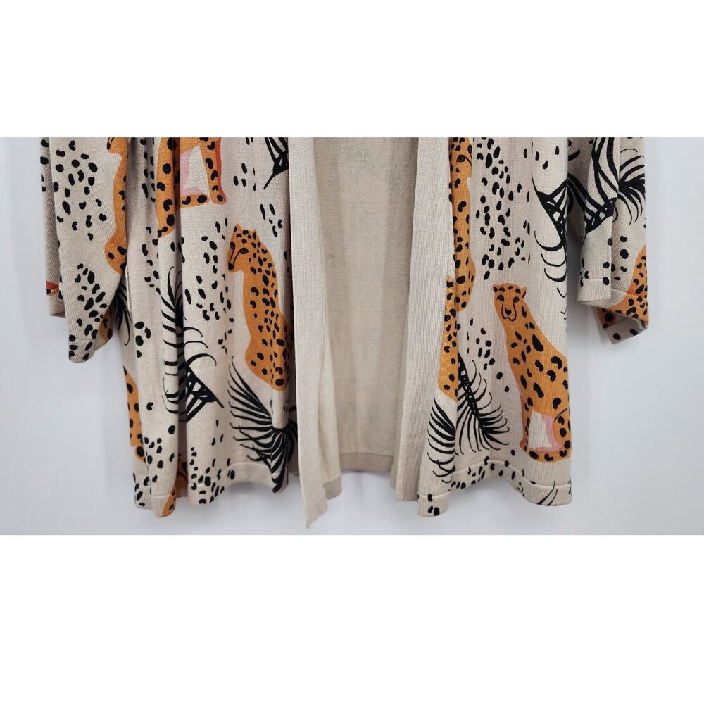 Anthropologie Beige Cardigan with Orange Leopard Print - Picture 4 of 7